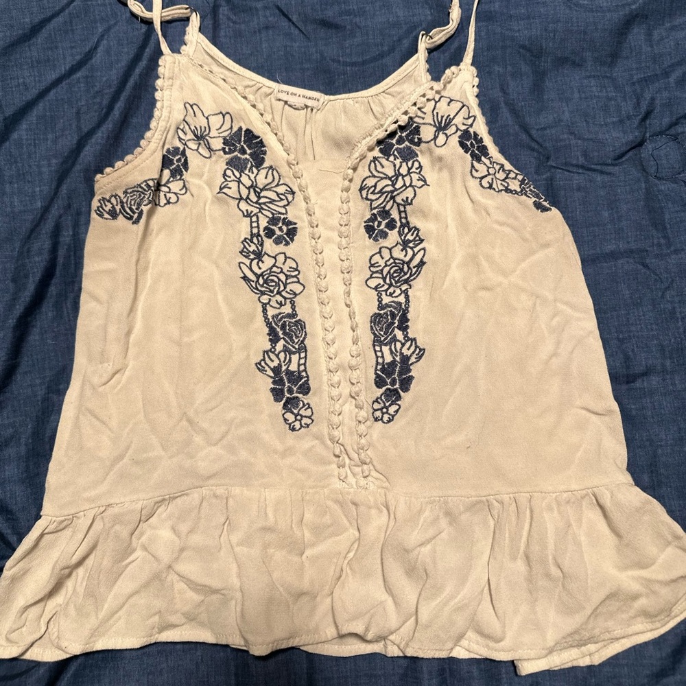 White shirt with blue